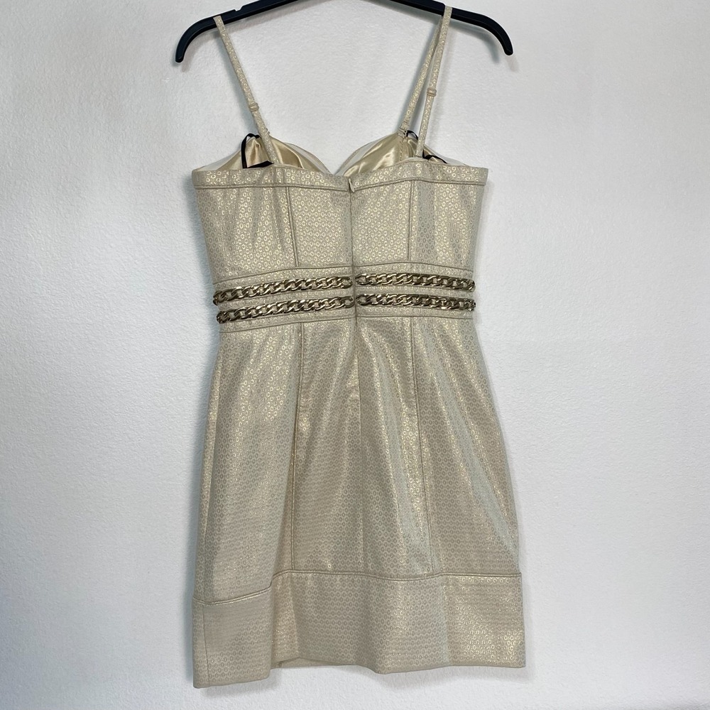 Laundry by Shelli Segal Dress Women 8 Gold Great Chain Waist Metallic Mini Dress - Picture 3 of 12